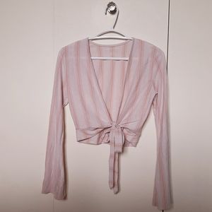 American Eagle bow tie long sleeve crop top